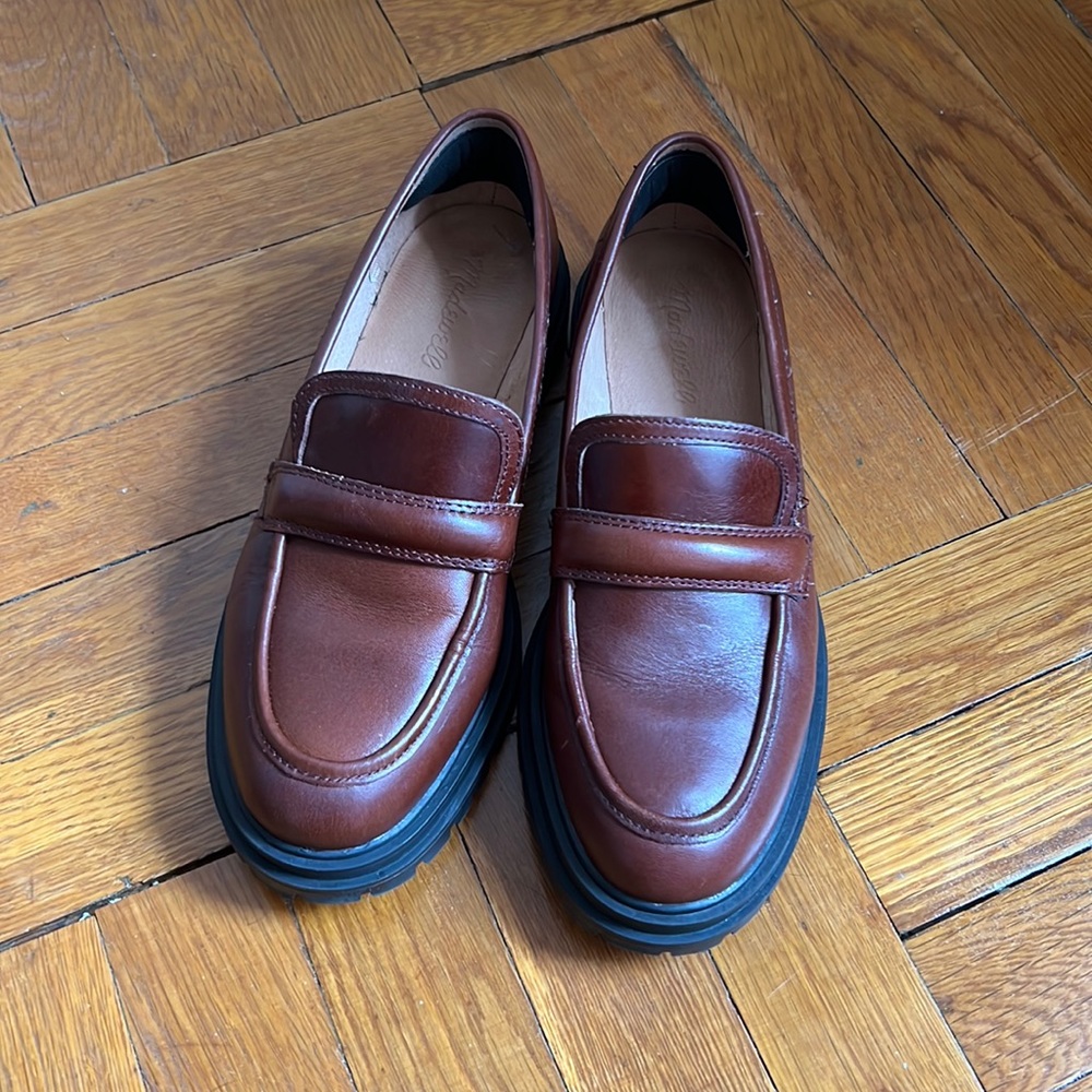 Bradley Leather Lugsole Loafers in Cherry Wood